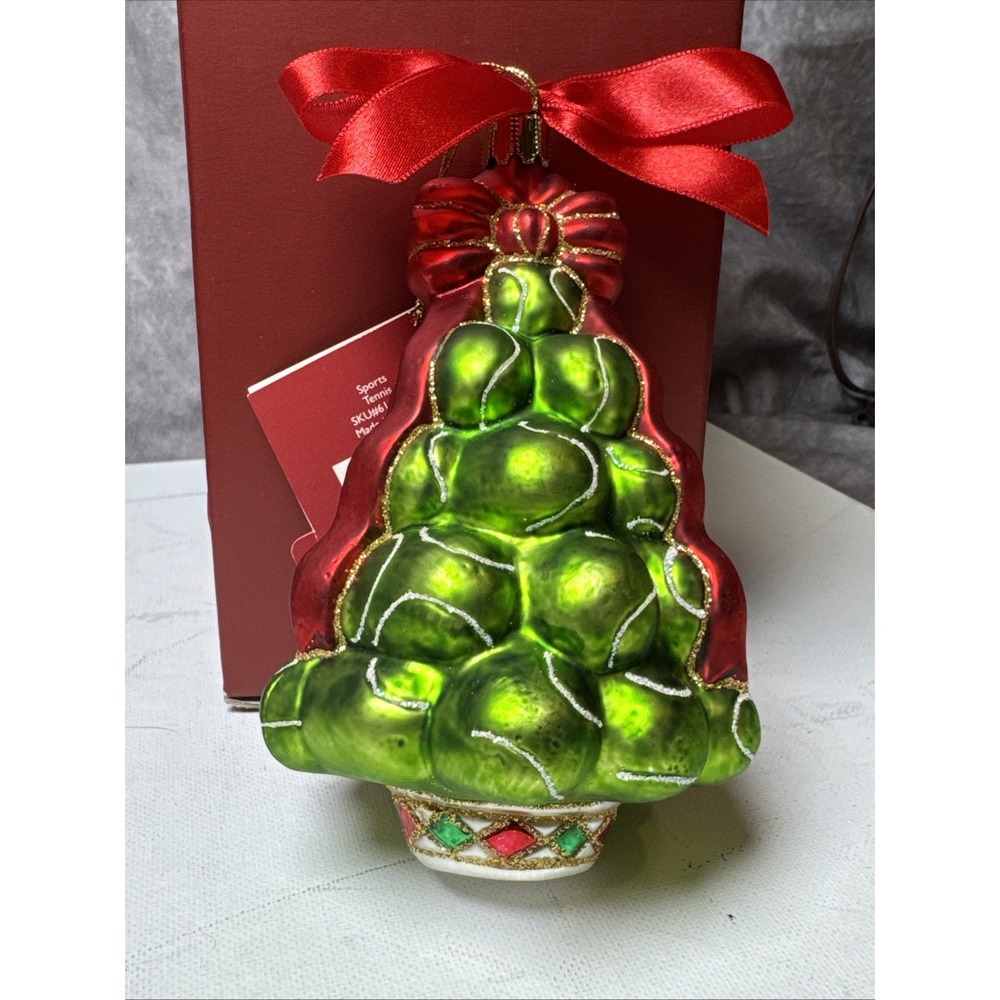 Lenox Yuletide Treasures Christmas‎ Tree Tennis Balls  6" Blown Glass  Ornament